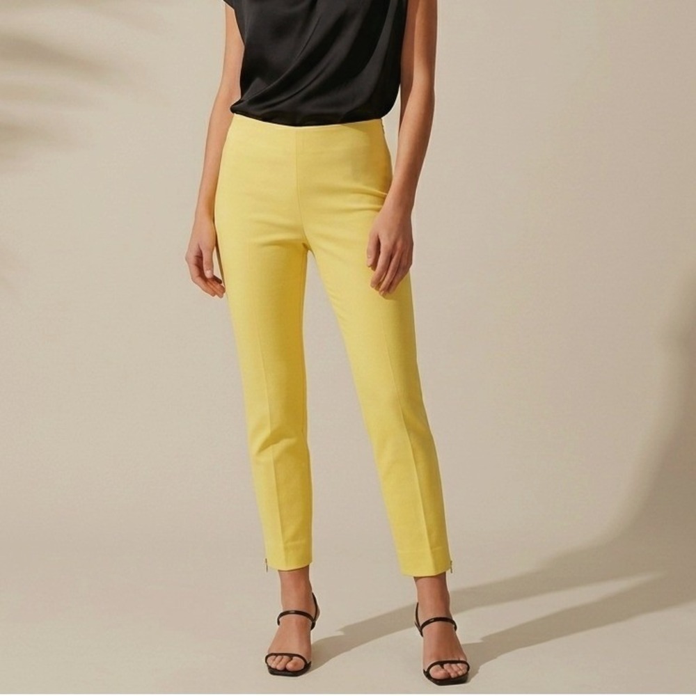 COS Womens Yellow Slim Leg‎ Side Zip Ankle Zip Trousers Pants Size 8 Stretch